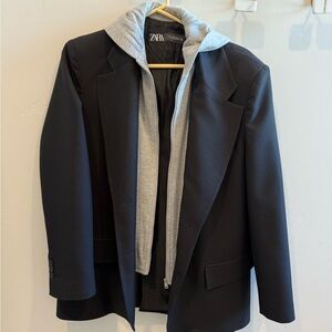 Zara contrasting hood blazer